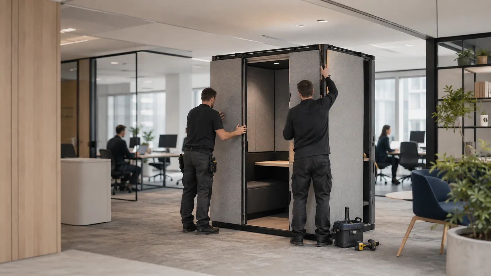 Équipe FACILITY RENOV au travail sur un plateau de bureaux