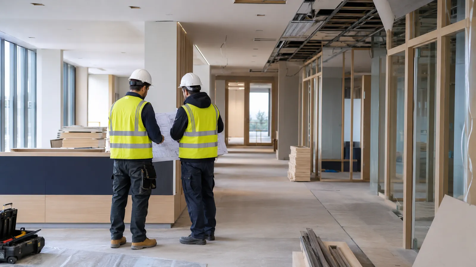 Plans d&rsquo;exécution étudiés sur un plateau en cours d&rsquo;aménagement